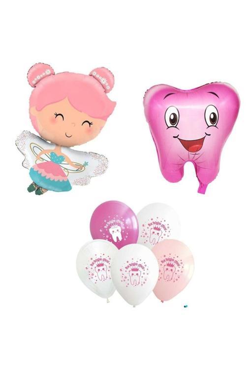 İlk Dişim Çıktı Diş Perisi Pembe Folyo Balon Set