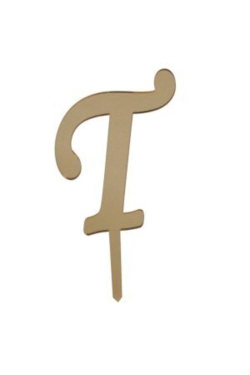 T Harf Aynalı Altın Pleksi 7 Cm