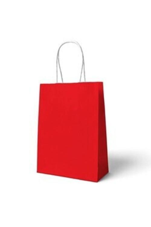 Kırmızı Büküm Saplı 6 Adet Çantası 22 X 24 cm