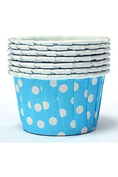 Mavi Beyaz Puanlı Cup Cake Kılıfı 25 Adet