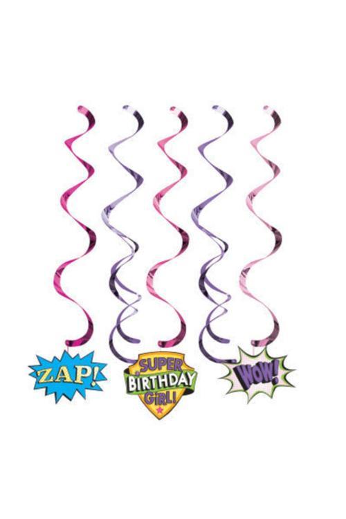 Superhero Girl Teması Süs Dalgası 5 Adet