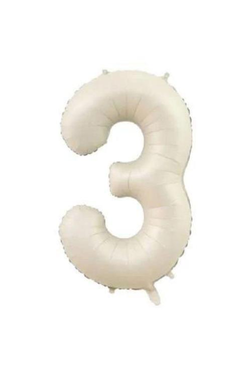 Krem Renk 3 Rakam 76 cm Folyo Balon