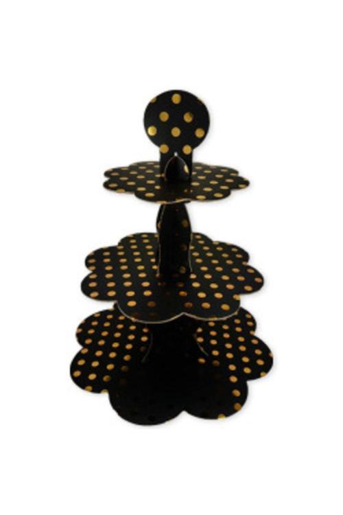 Siyah Gold Puantiyeli Cupcake Standı