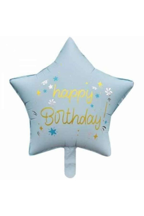 Happy Birthday Mavi Yıldız Folyo Balon 1 Adet