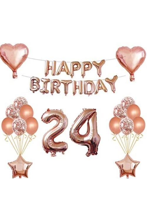 Rose Gold 24 Yaş Folyo Balon Set