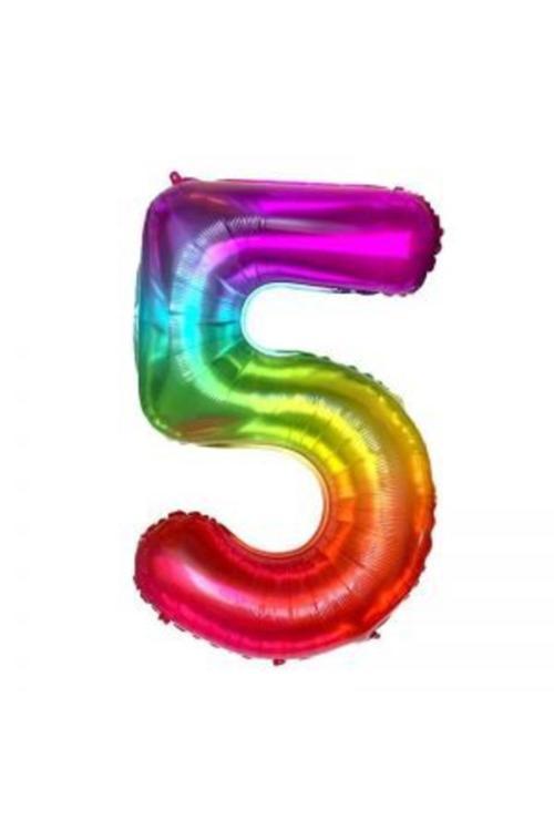 Gökkuşağı 5 Rakamı Folyo Balon 100 Cm