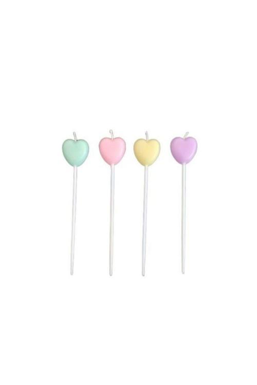 Makaron Pastel Renk Kalp Mum 4 Adet