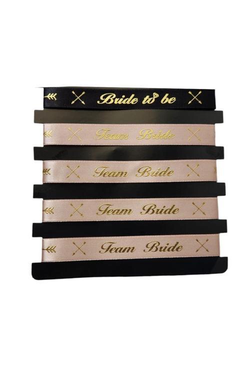 Bride To Be Team Bride Yazılı Pembe Nedime Bileklik