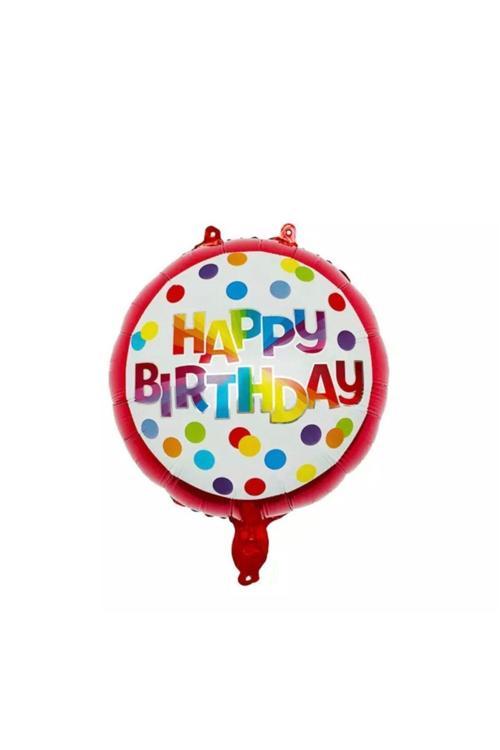 Happy Birthday Kırmızı Puanlı Folyo Balon