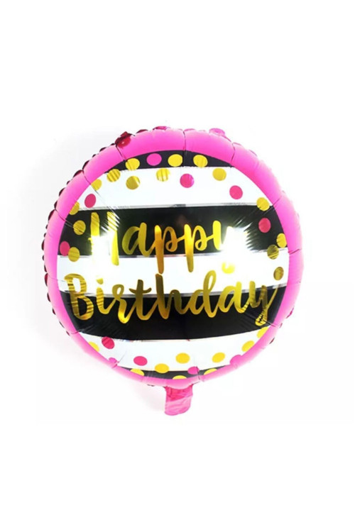 Happy Birthday Pembe Puanlı Folyo Balon
