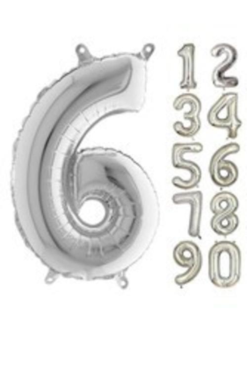 80 Cm Folyo Balon 6 Rakamı Gümüş Renkli