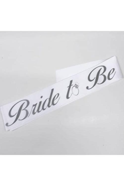Gümüş Bride To Be Yazılı Saten Kumaş