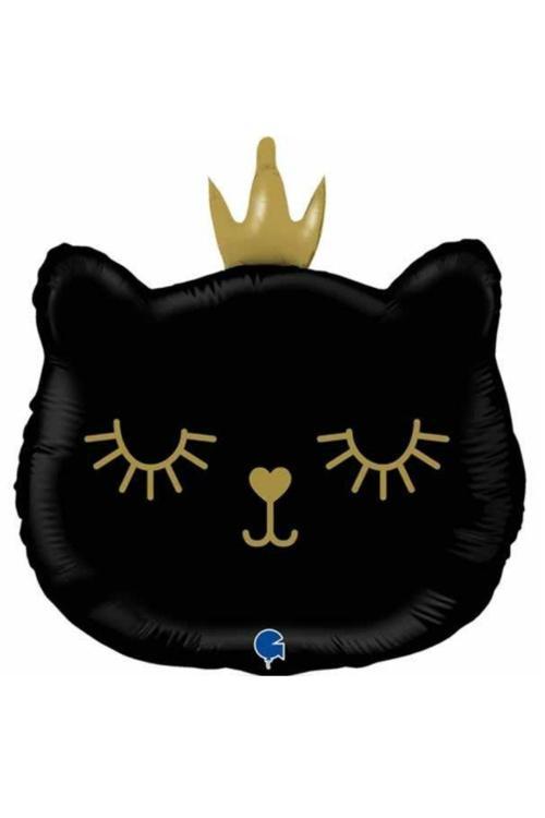 Taçlı Siyah Kedi Folyo Balon 1 Adet