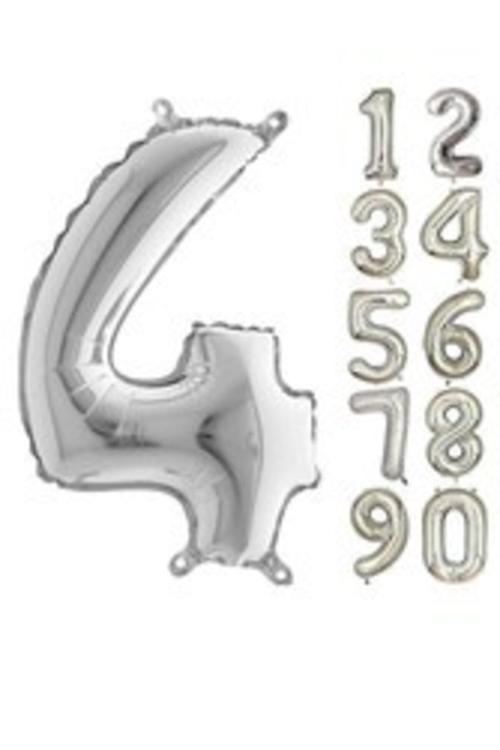 80 Cm Folyo Balon 4 Rakamı Gümüş Renkli