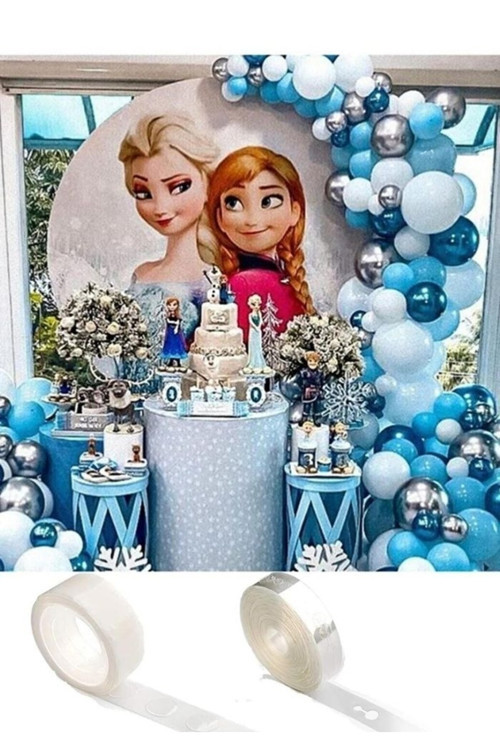 Elsa Frozen Konsept Balon Zincir Ve Yapışkan Set