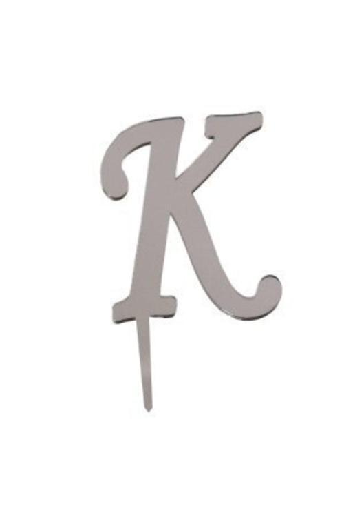 K Harf Aynalı Gümüş Pleksi 7 cm