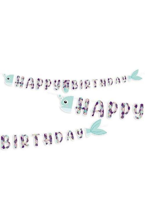 Deniz Kızı Şekilli Happy Birthday Yazı