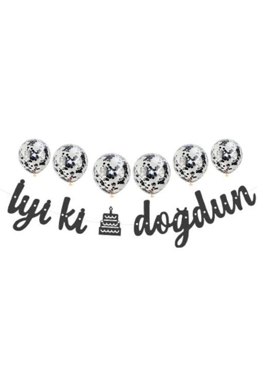 Metalize Iyi Ki Doğdun Siyah Banner Set