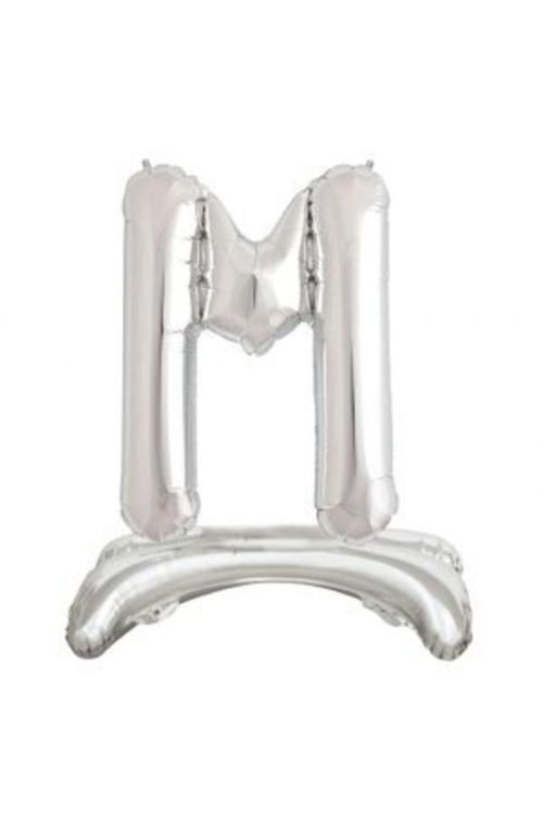 Ayakta Durabilen Gümüş M Harf Folyo Balon