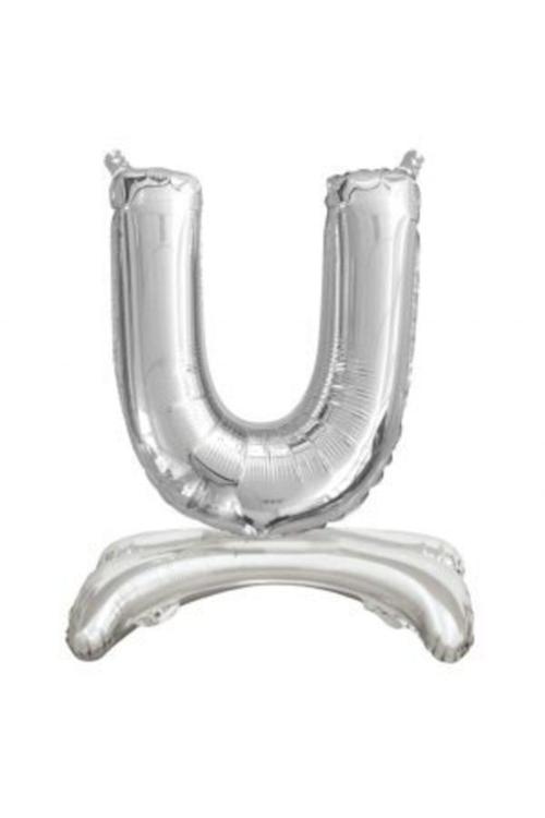 Ayakta Durabilen Gümüş U Harf Folyo Balon
