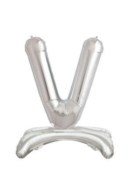 Ayakta Durabilen Gümüş V Harf Folyo Balon