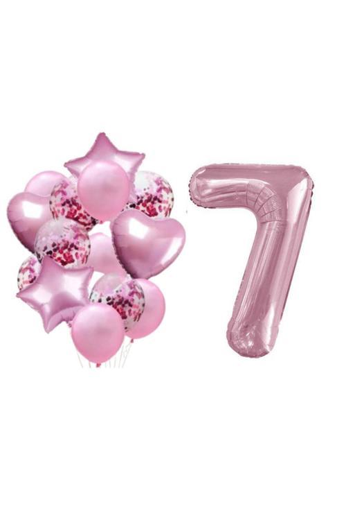 Pembe 7 Yaş Folyo Balon Set