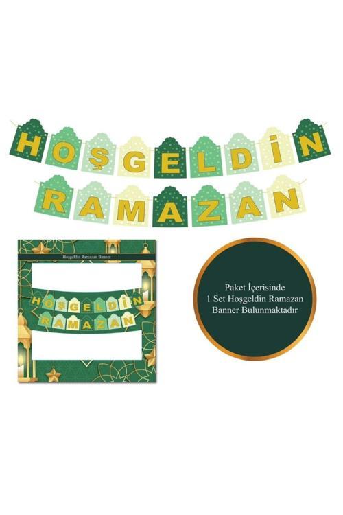 Hoş Geldin Ramazan Yeşil Üzeri Gold Banner Set