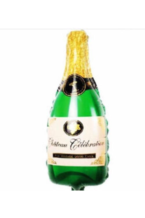 Yeşil Şampanya Şişesi Şekilli Folyo Balon