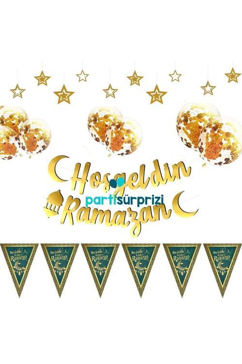 Hoş Geldin Ramazan Gold Konfetili Balon Set