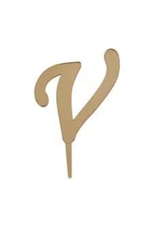 V Harf Aynalı Altın Pleksi 7 cm