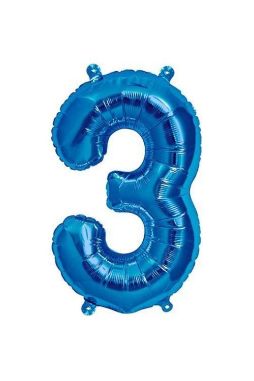 Mavi 3 Rakam Folyo Balon 40 cm 1 Adet