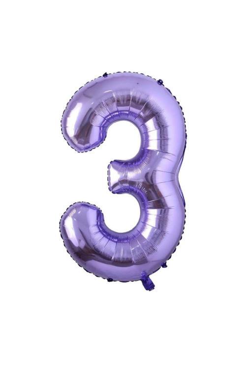 Mor Renk 3 Rakam Folyo Balon 100 cm