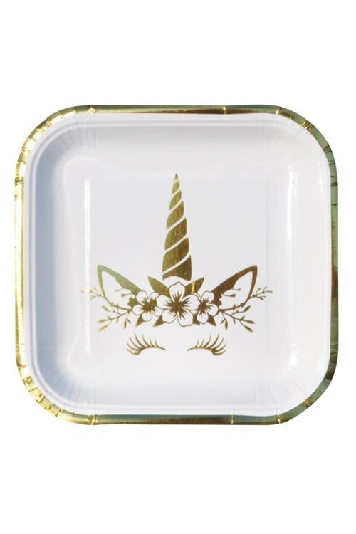 Unıcorn Gold Baskılı Kare Tabak 6 Adet