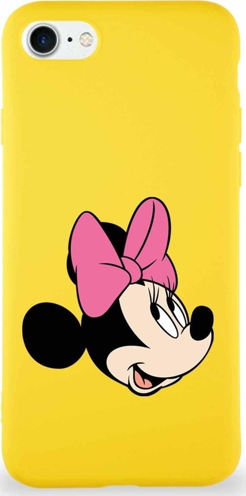 Iphone 7 Soft Premier Kapak Minnie Mouse-A Uyumlu Tasarımlı Silikon Kılıf - Sarı