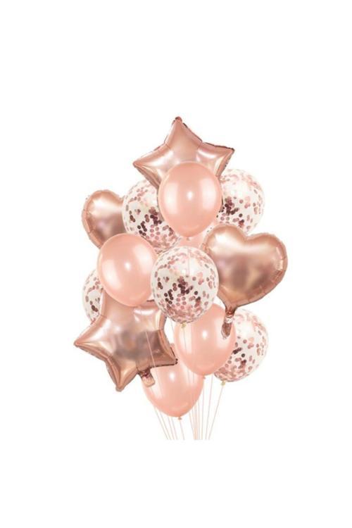 Rose Gold Yıldız Folyo Balon Set