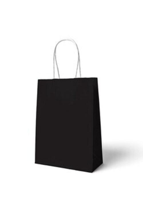 Siyah Büküm Saplı 6 Adet Hediye Çantası 22 X 24 Cm