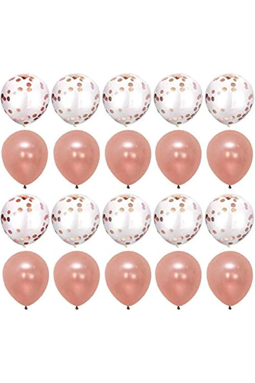 rose Gold Konfetili Latex Balon 10 Adet