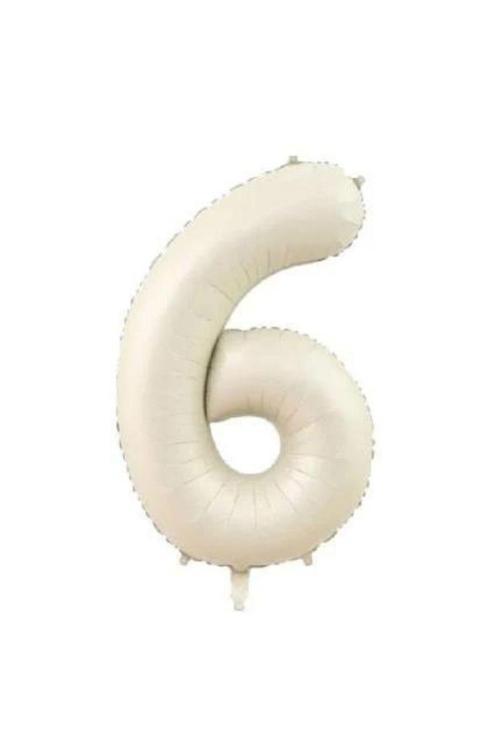 Krem Renk 6 Rakam 76 cm Folyo Balon