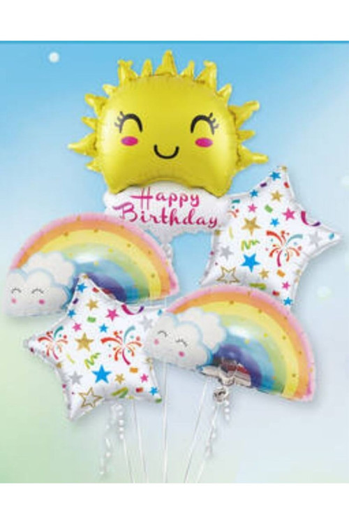 Happy Birthday Güneş Gökkuşağı Folyo Balon Set