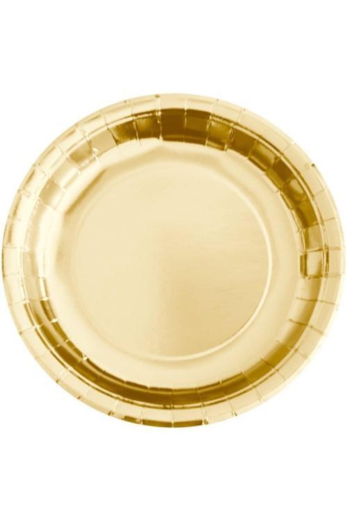 Metalize Altın Renk Tabak 23 Cm 8 Adet