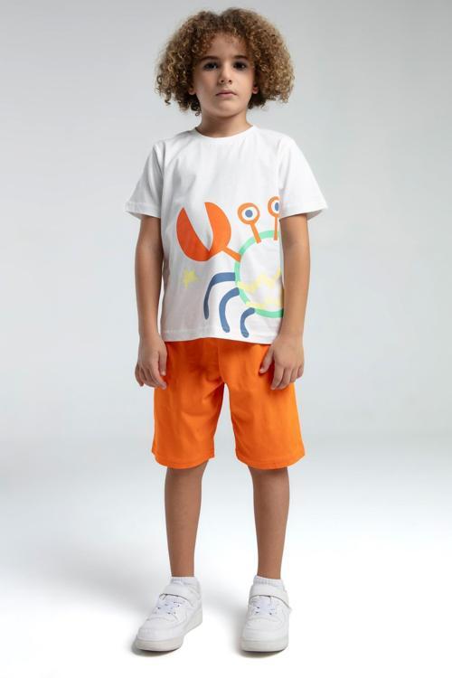 Crab Erkek Çocuk Regular Kalıp Kısa Kol Bermuda Şortlu Pijama Takım