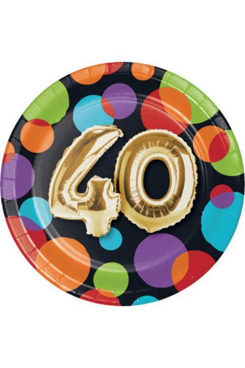 Işıltılı Balonlar 40 Yaş Küçük Tabak 8 Adet