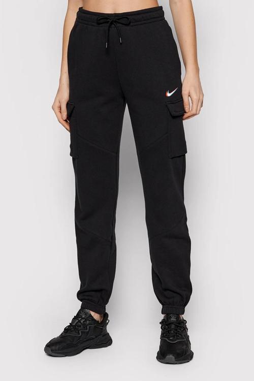 Sportswear Dance Cargo Loose Fit Sweatpants Kadın Bol Kesim Kargo Cepli Eşofman Altı Siyah