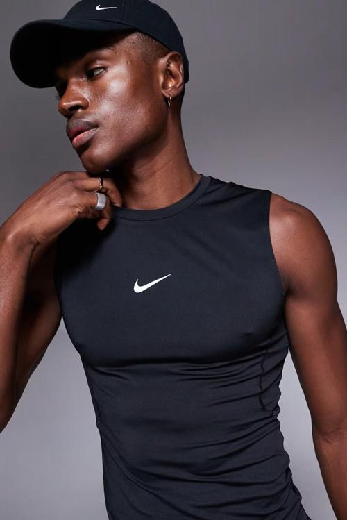 Pro Dri Fit Tight Sleeveless Fitness Training Erkek Dar Kalıp Antrenman Kolsuz Tişört Siyah