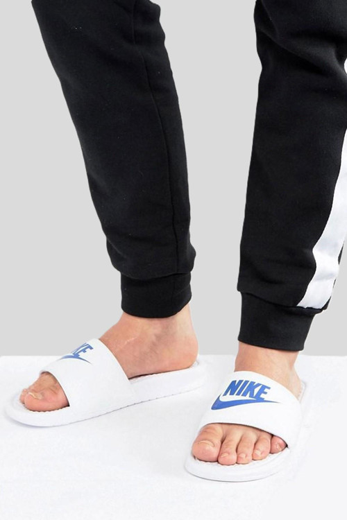 Futura Benassi Slide White-Blue Unisex Beyaz-Mavi Terlik Tek Bantlı