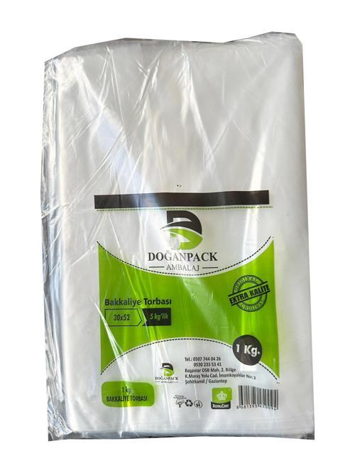 Doğanpack Şeffaf Naylon 5 lik 30x52 Cm. Bakkaliye Poşeti Torbası - 1 Kg. - Ort. 85 Adet - 1 Paket
