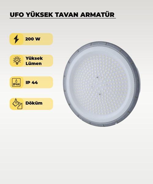 Yüksek Tavan Ufo Armatür 200W - 6500K Beyaz Işık