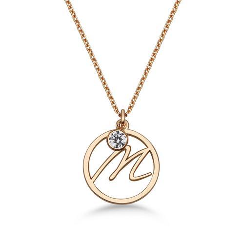Taşlı Çember M Harf kolye