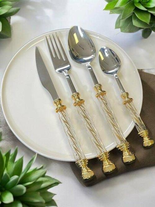KRİSTAL 24 PARÇA YEMEK SETİ ALTIN