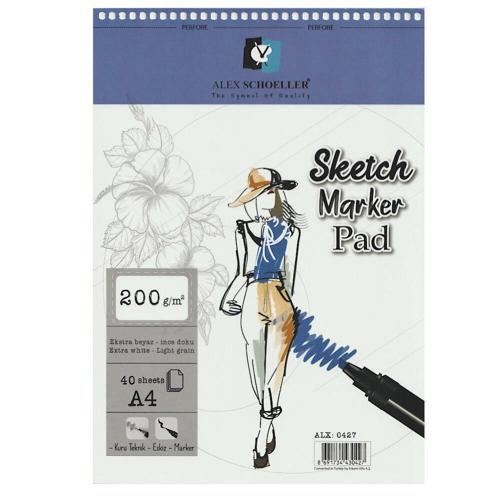 Spiralli Sketch Marker Defteri Pad 200 gr. A4 40 yp.